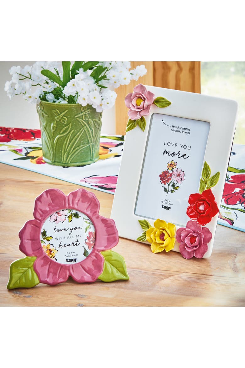 Bloom Photo Frame 3X3 Pink Earthenware Spring, Alternate, color, Pink