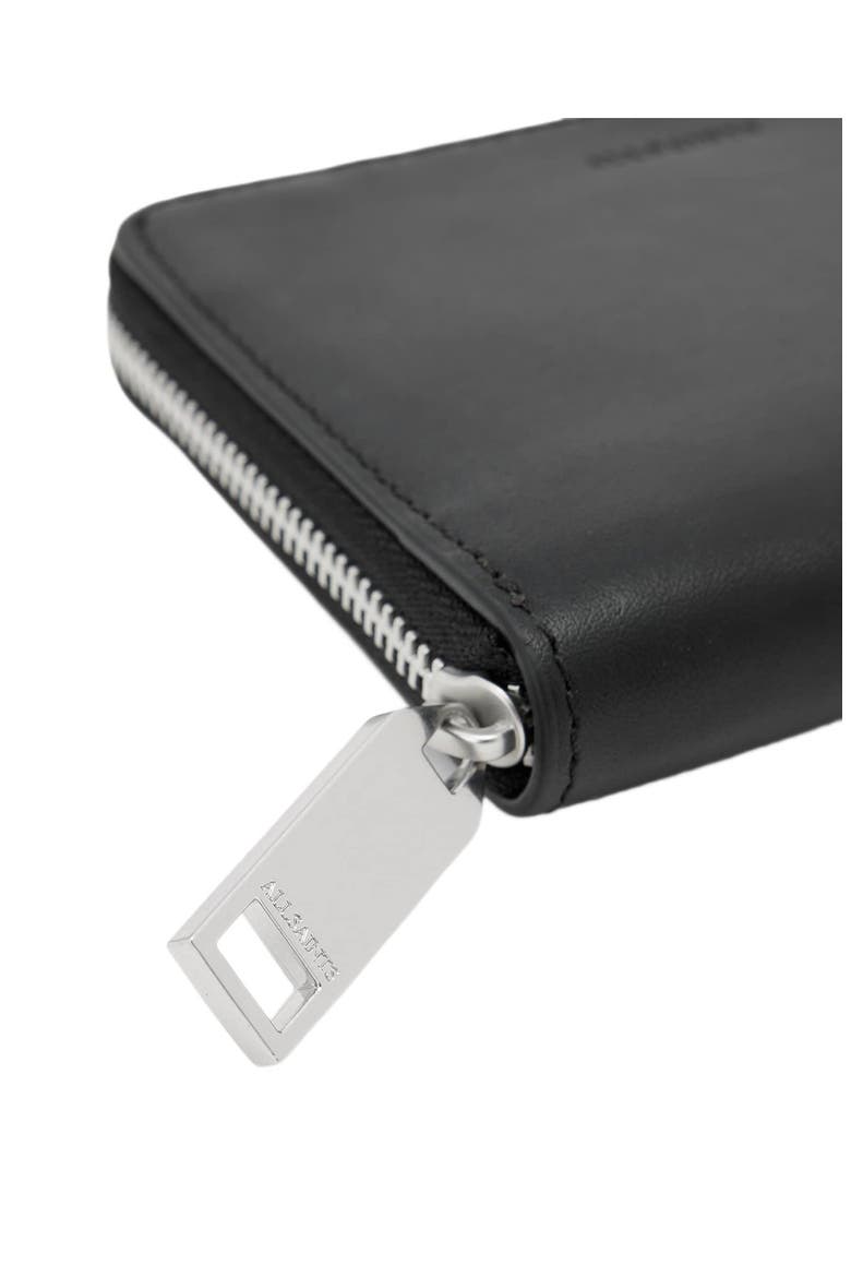 Lena Hex Leather Zip Wallet, Alternate, color, BLACK/ SILVER