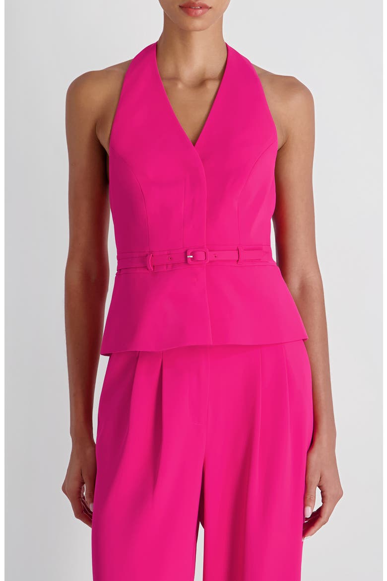 Harry Belted Suiting Halter Top, Main, color, ELECTRIC PINK