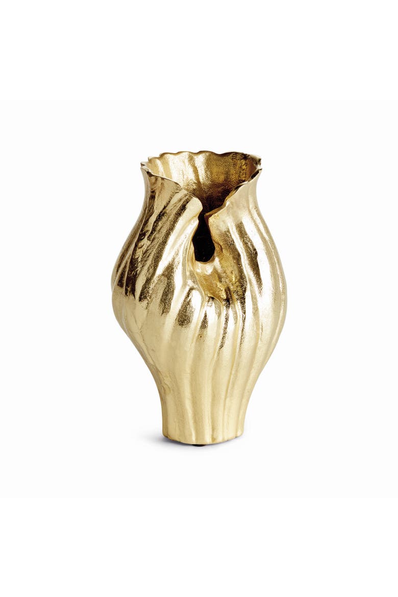 Rosalie Vase Small - Gold Aluminum Decorative Accent, Main, color, Gold