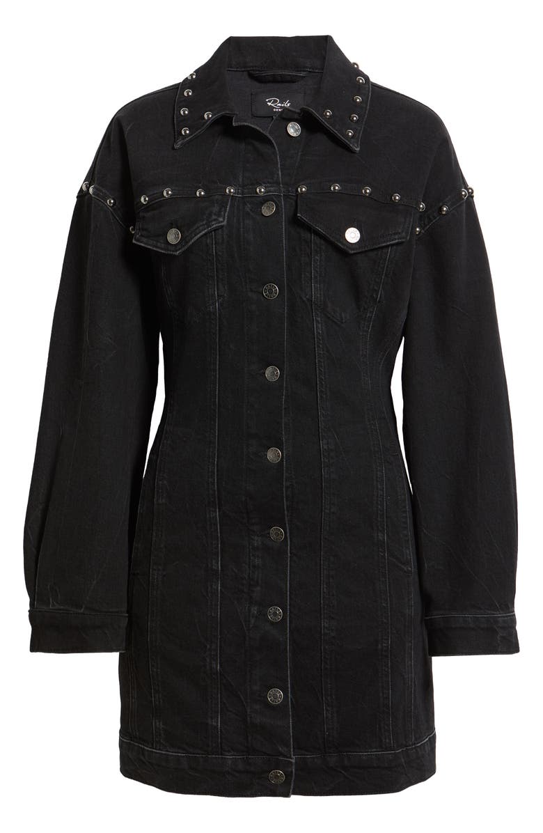Rails Ladera Studded Long Sleeve Denim Mini Shirtdress, Alternate, color, Black Stone Studded