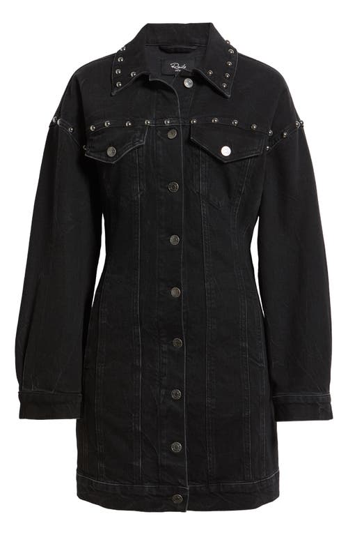 Rails Ladera Studded Long Sleeve Denim Mini Shirtdress In Black