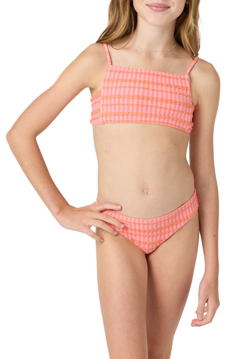 Kids' Paradise Plaid Two-Piece Swimsuit, Alternate, color, SACHET PINK