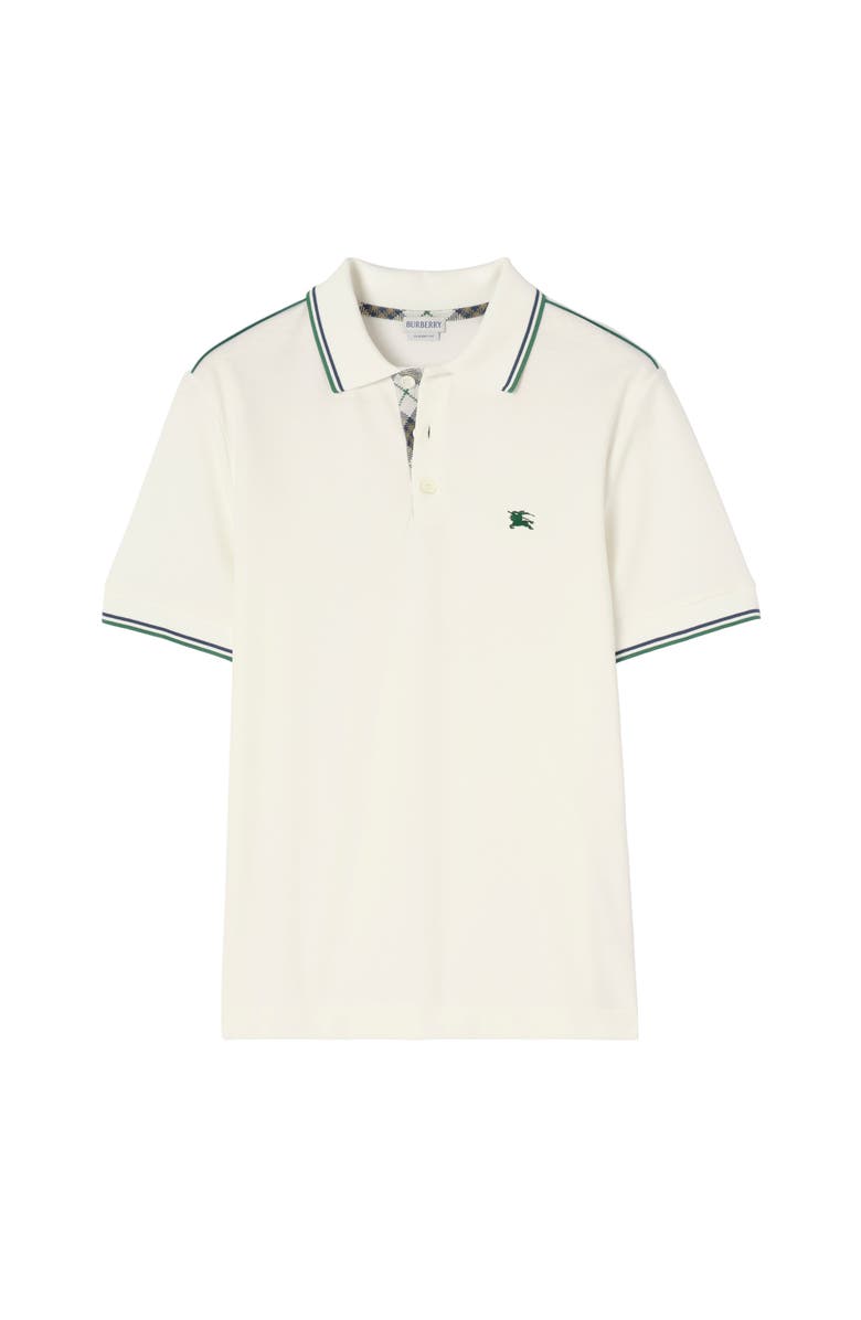Burberry Cotton Blend Tennis Polo Shirt, Main, color, Chalk White