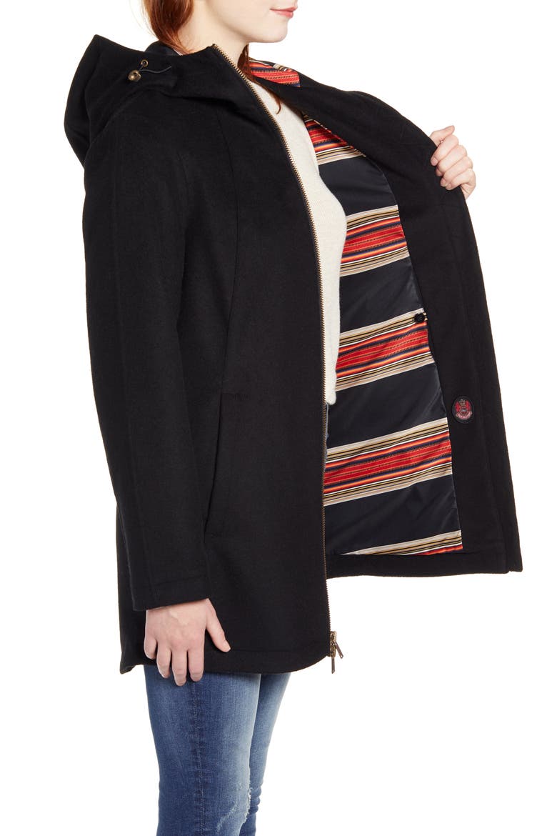Finlay Waterproof Hooded Wool Blend Coat, Alternate, color, BLACK