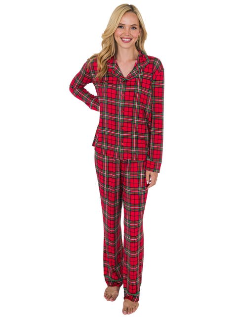 SoftSnooze Adult Gender Inclusive Holiday Button Up Pajama Set