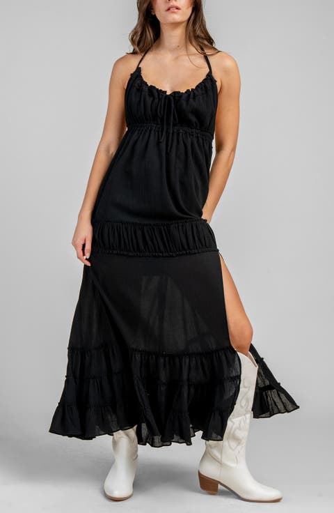 Gauze Maxi Halter Dress