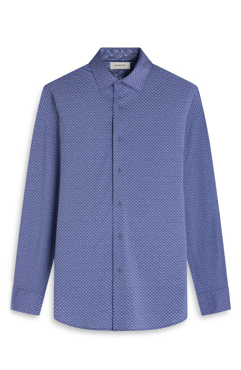 Bugatchi Jimmy OoohCotton<sup>®</sup> Geo Print Button-Up Shirt, Alternate, color, Steel