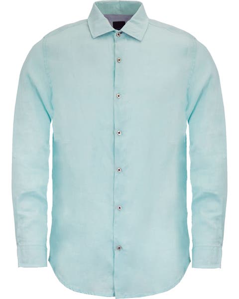 Uomo Solid Long Sleeve Fine Linen Shirt