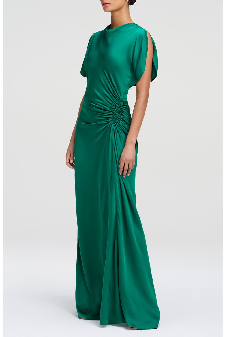 Nadia Draped Gown, Alternate, color, BRIGHT EMERALD
