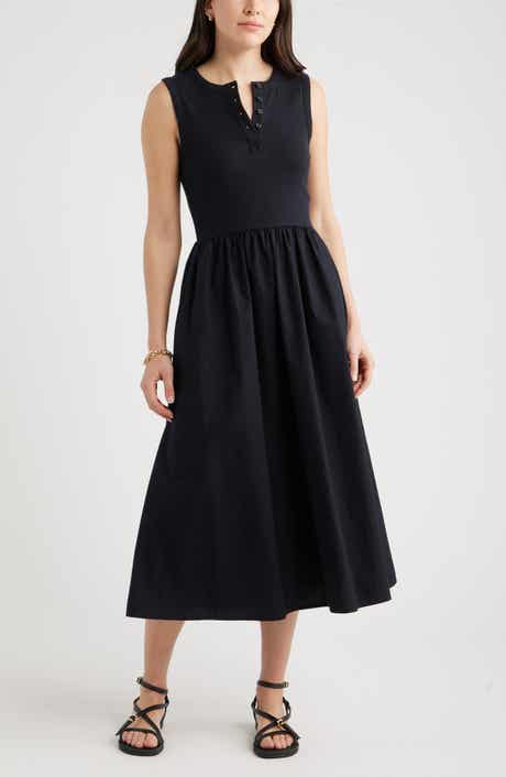 Sleeveless Mixed Media Midi Dress