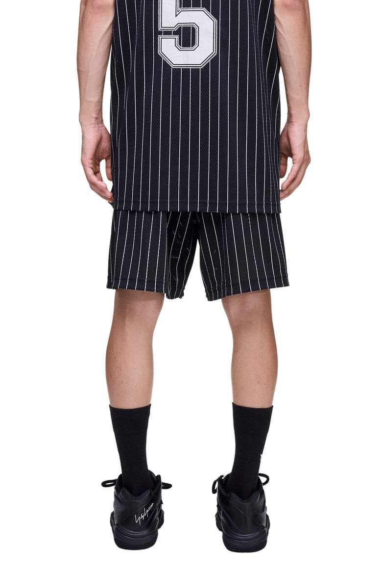 Mesh Pinstripe Shorts, Alternate, color, BLACK