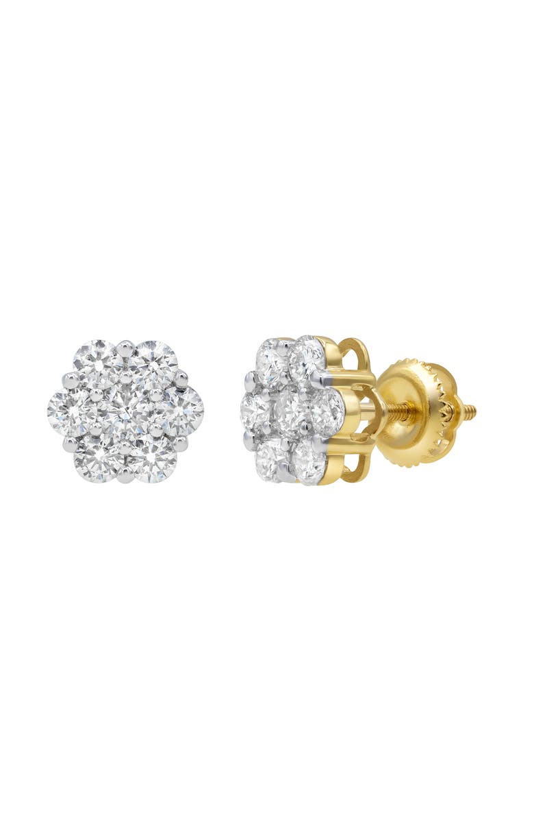 LuvMyJewelry Classic 14K Yellow Gold Diamond Cluster Earrings - 2.03ct., Main, color, 14K Yellow Gold