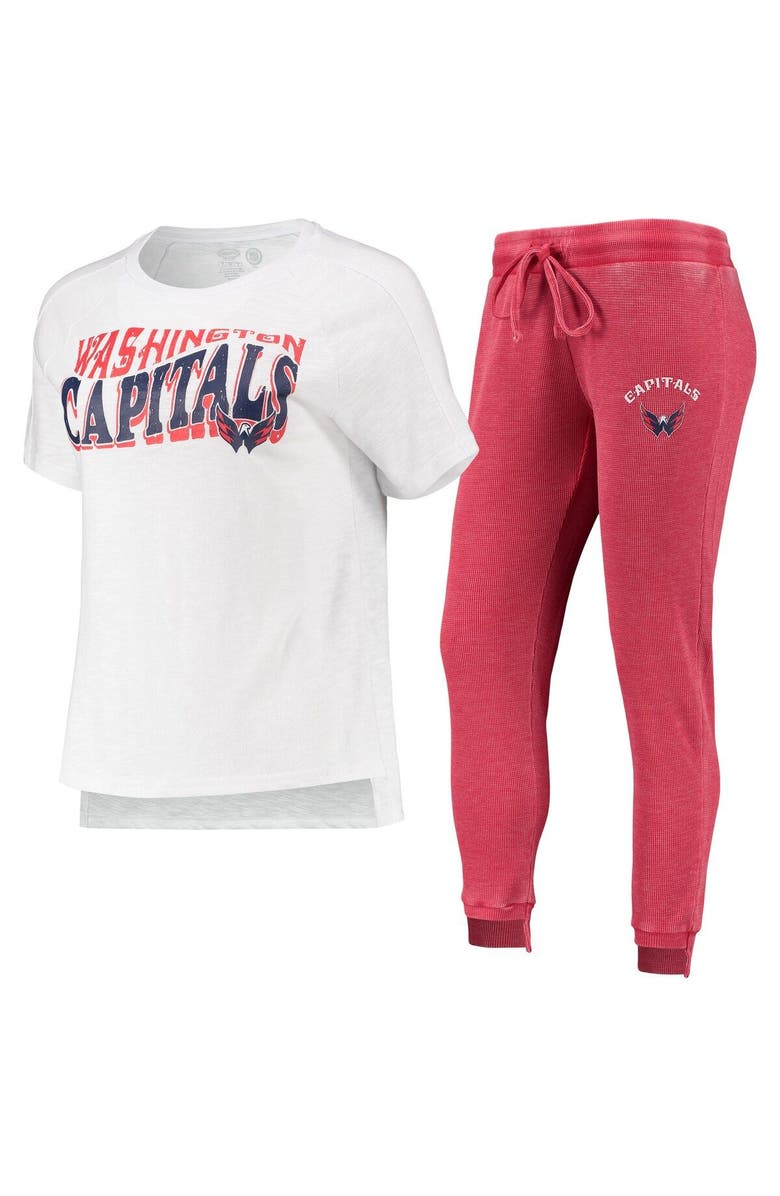 CONCEPTS SPORT Women's Concepts Sport Red/White Washington Capitals Resurgence Slub Burnout Raglan T-Shirt & Joggers Sleep Set, Main, color, Red