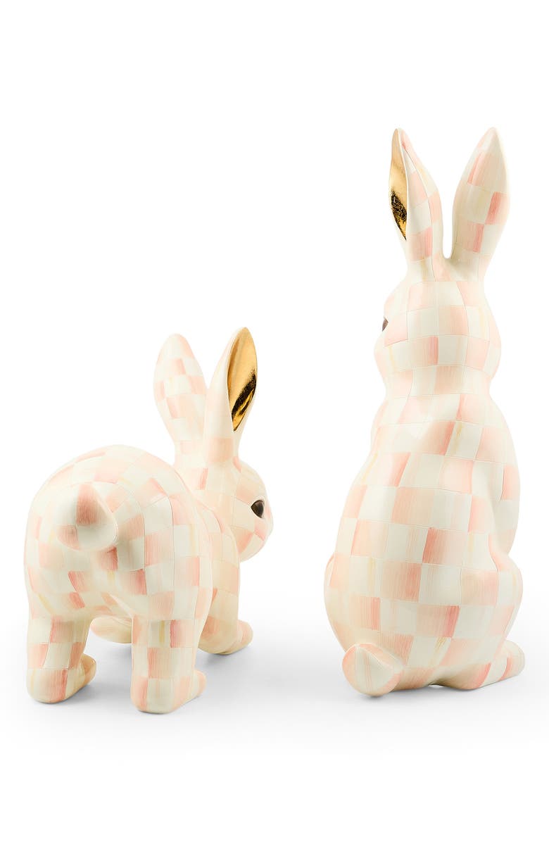MACKENZIE CHILDS Rosy Check Set of 2 Trophy Bunnies, Alternate, color, 