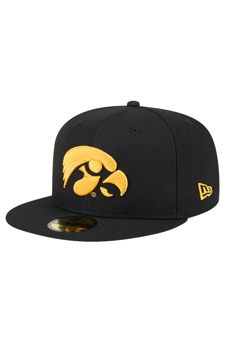 New Era Men's New Era Black Iowa Hawkeyes Throwback 59FIFTY Fitted Hat, Alternate, color, Black