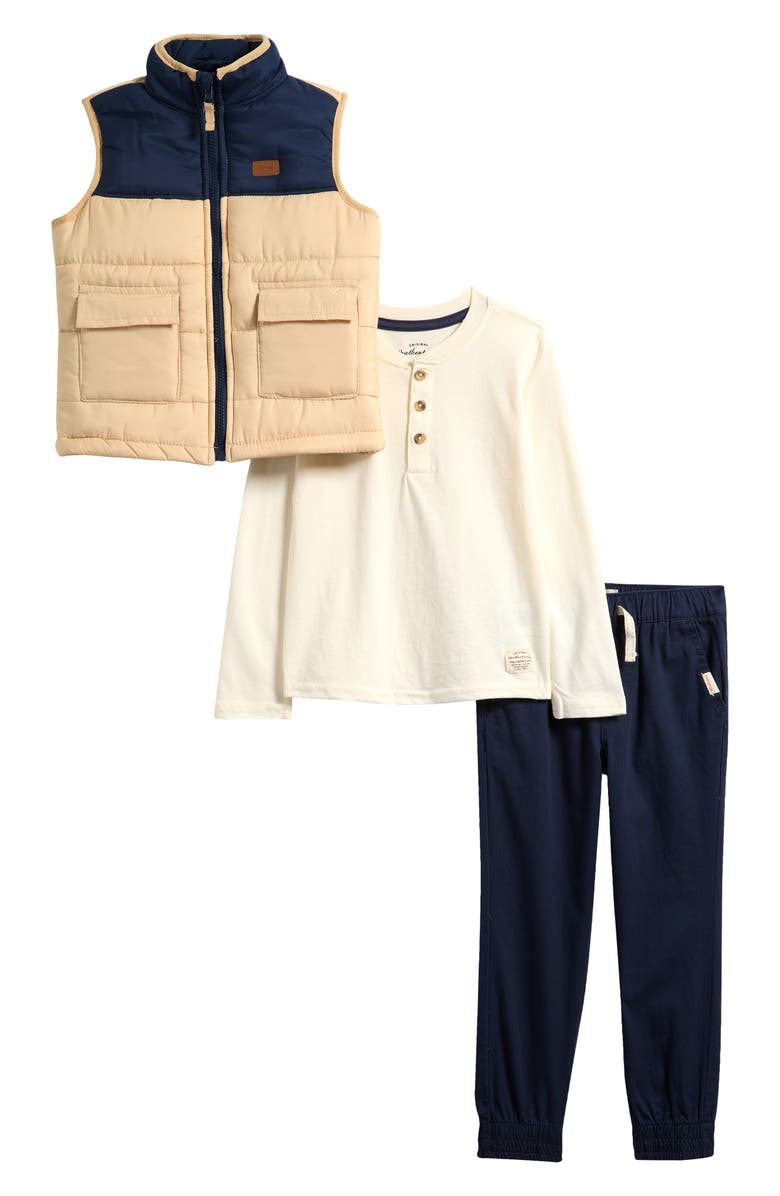Weatherproof<sup>®</sup> Kids' Henley, Joggers & Puffer Vest Set, Main, color, 