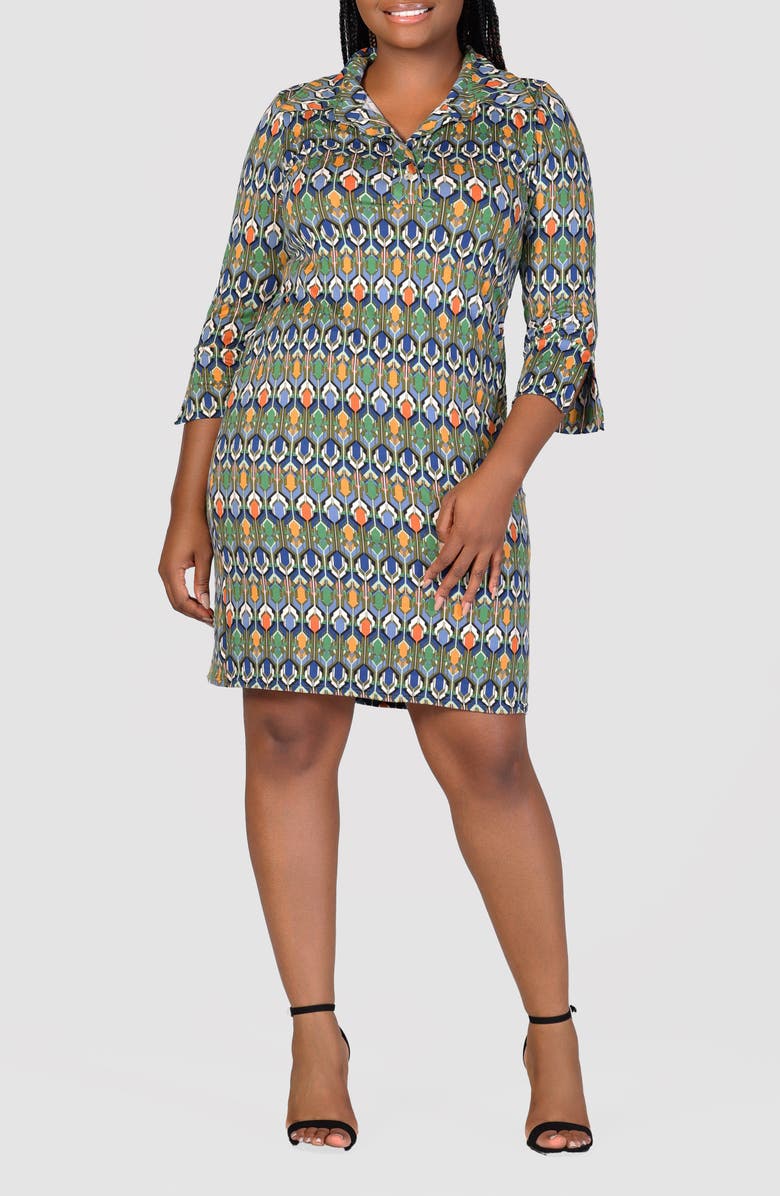 24seven Comfort Apparel Geo Print Knit Dress, Main, color, 