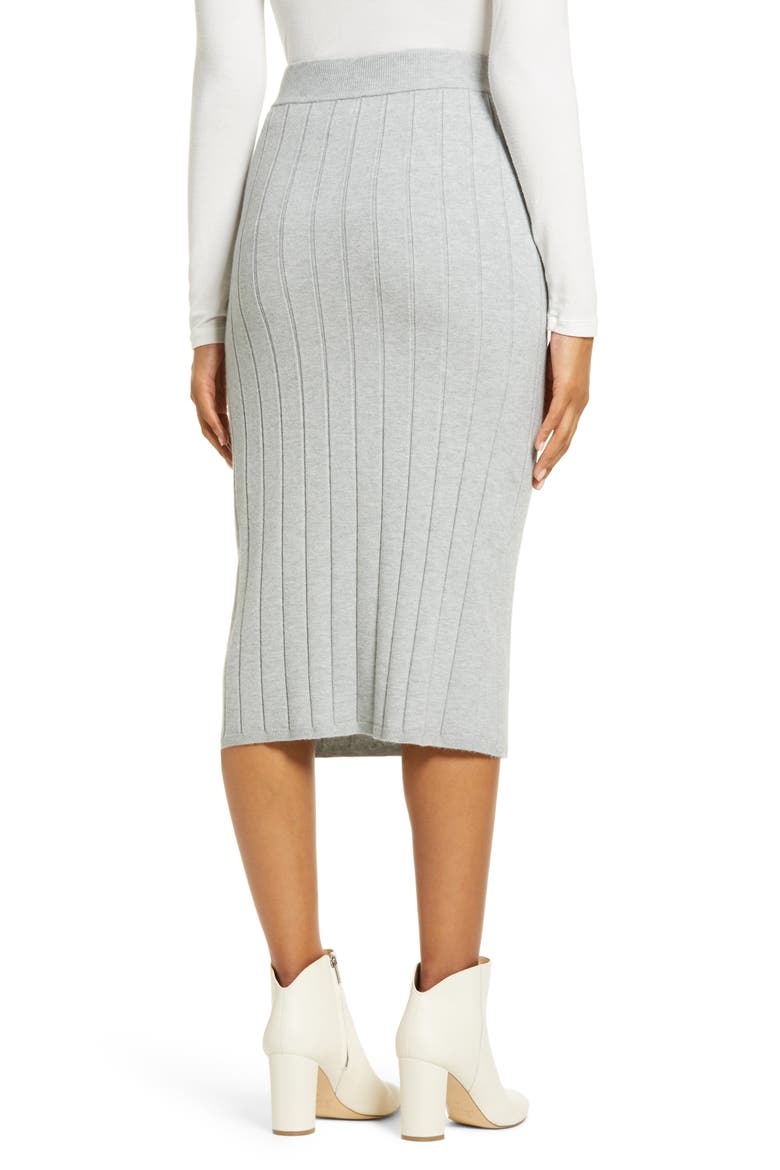 Easy Ribbed Midi Sweater Skirt, Alternate, color, GREY HEATHER