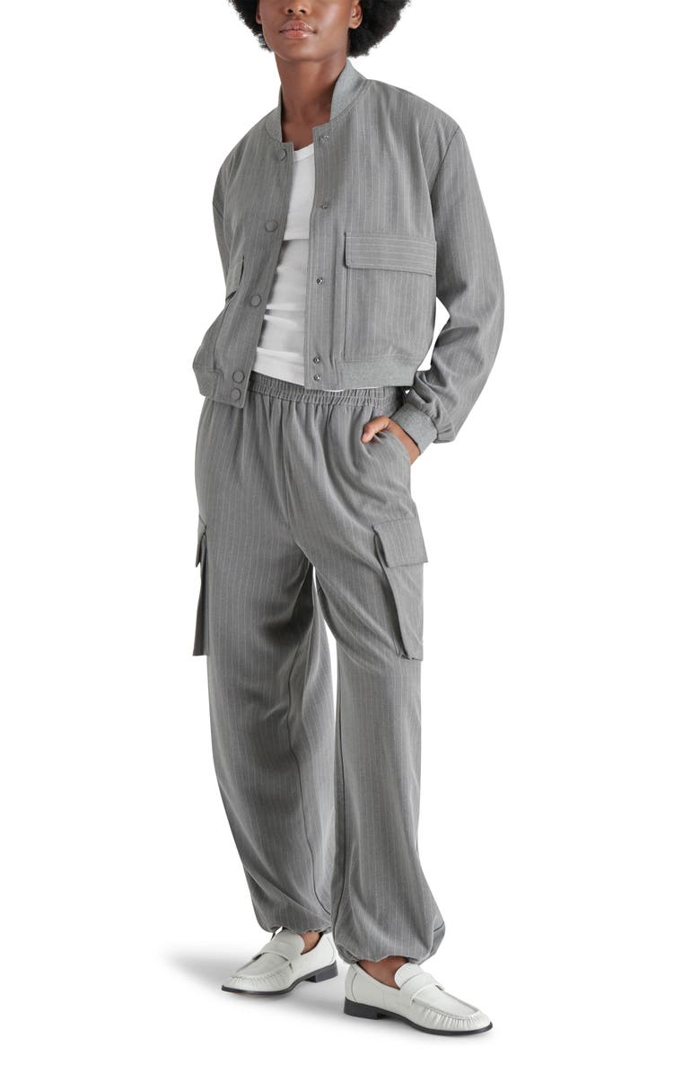 Steve Madden Ardine Pinstripe Bomber Jacket, Alternate, color, 