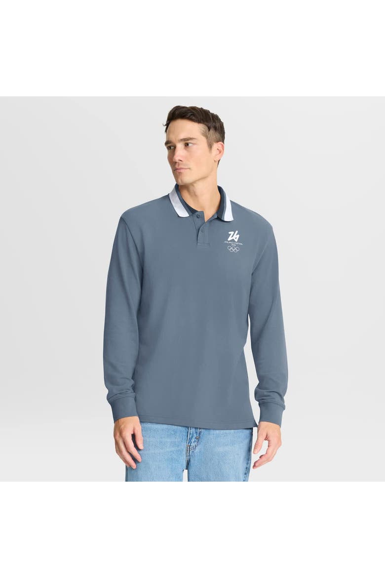 Men's Fanatics Blue Milano Cortina 2026 Winter Olympics Tipped Long Sleeve Polo, Main, color, Blue