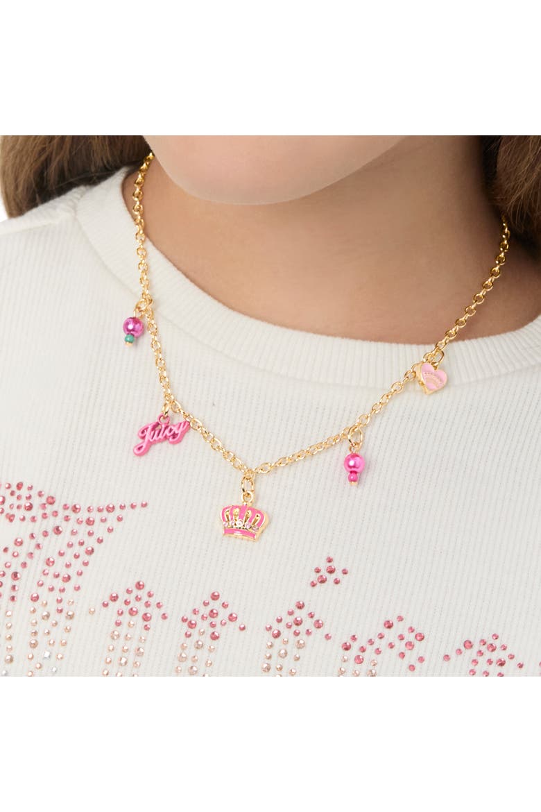 Crown "Juicy" Charm Necklace, Alternate, color, gold, pink