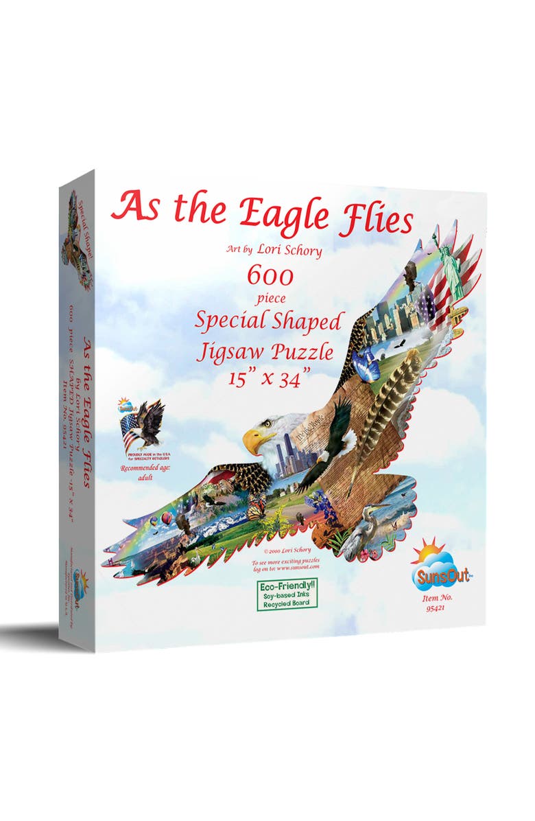Sunsout As the Eagle Flies 600 piece Jigsaw Puzzle for Adults Special Shape, Main, color, Multicolor