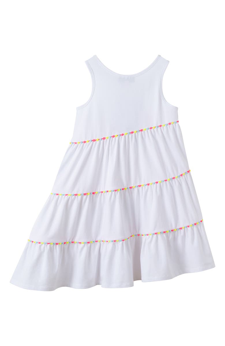 Andy & Evan Kids' Pompom Trim Asymmetric Dress, Alternate, color, 