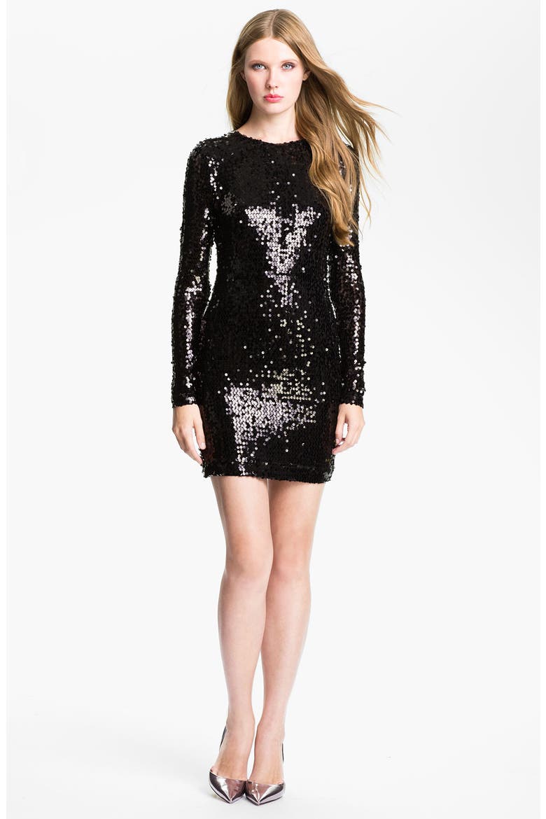 Sequin Sheath Minidress, Main, color, BLACK
