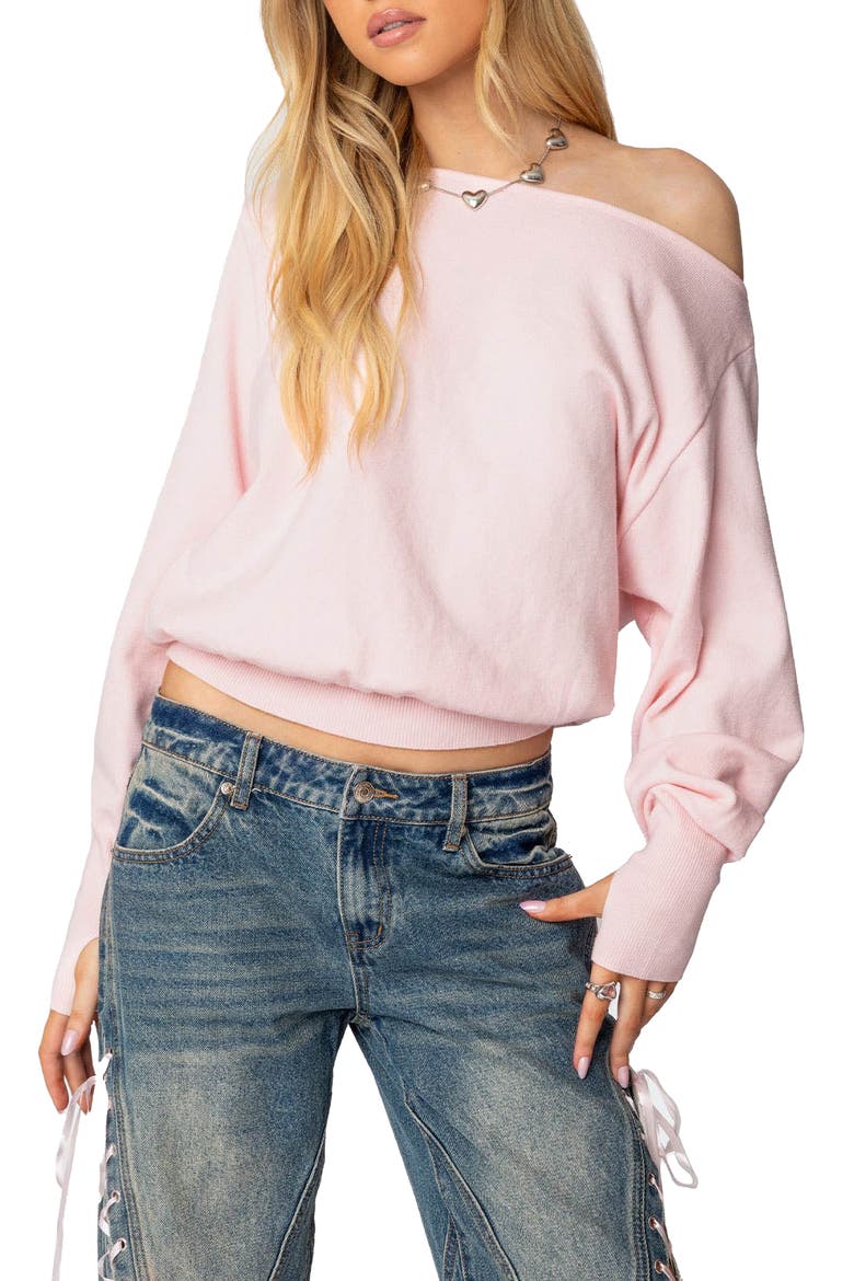 Oversize Off the Shoulder Sweater, Main, color, LIGHT-PINK