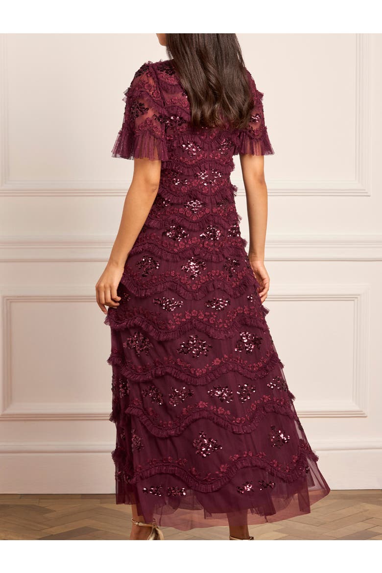 Daisy Wave Ankle Gown, Alternate, color, Claret