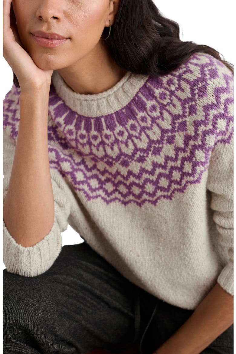 Port Kinnis Fair Isle Merino Wool Blend Sweater, Main, color, WAG TAIL ARAN SPRING HEATHER