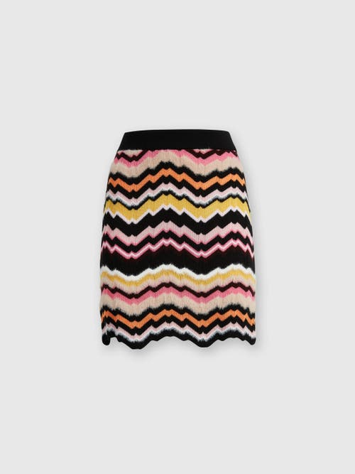Shop Missoni Mini Skirt With Zigzag Greek Motif In Multicoloured