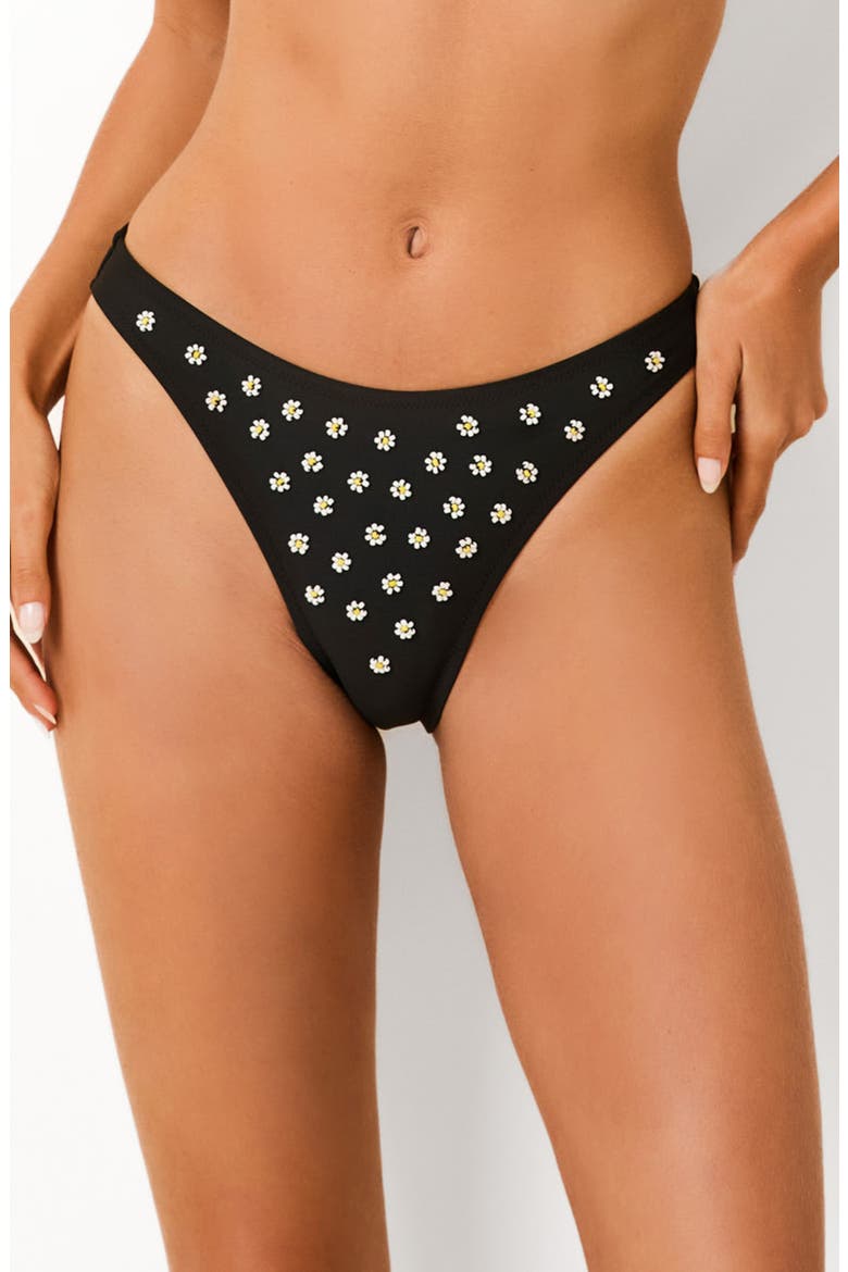 The Daniela Beaded Daisy Bikini Bottoms, Main, color, NOIR