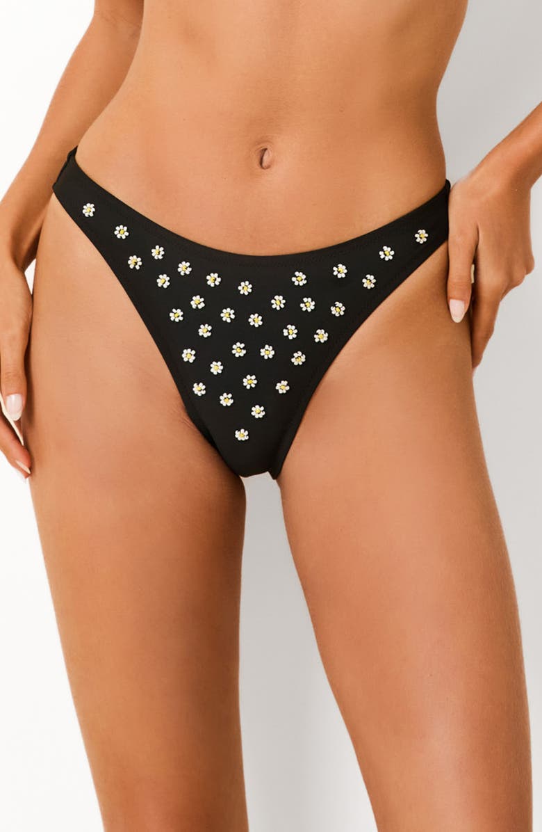 Solid & Striped The Daniela Beaded Daisy Bikini Bottoms, Main, color, Noir