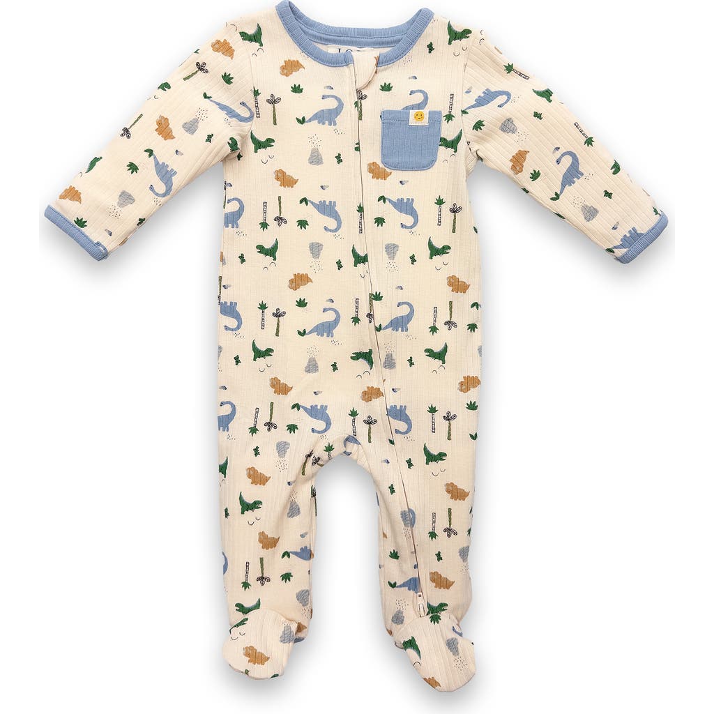 Joy Just Organic You Dino Footie In Beige Multi