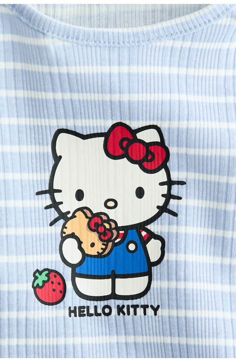 H&M Ribbed Printed Top, Alternate, color, Light Blue/Hello Kitty