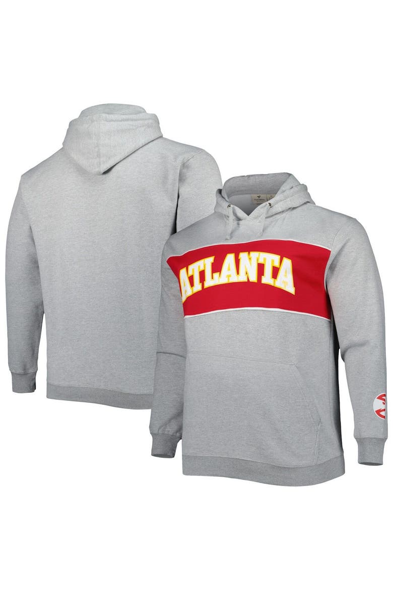Men's Fanatics Branded Heather Gray Atlanta Hawks Big & Tall Wordmark Pullover Hoodie, Main, color, Heather Gray