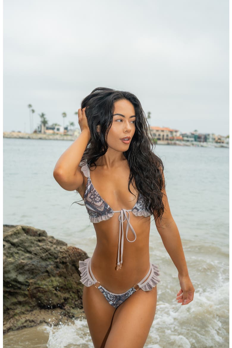 Bruna Bikini Top, Alternate, color, Brown Mosaic