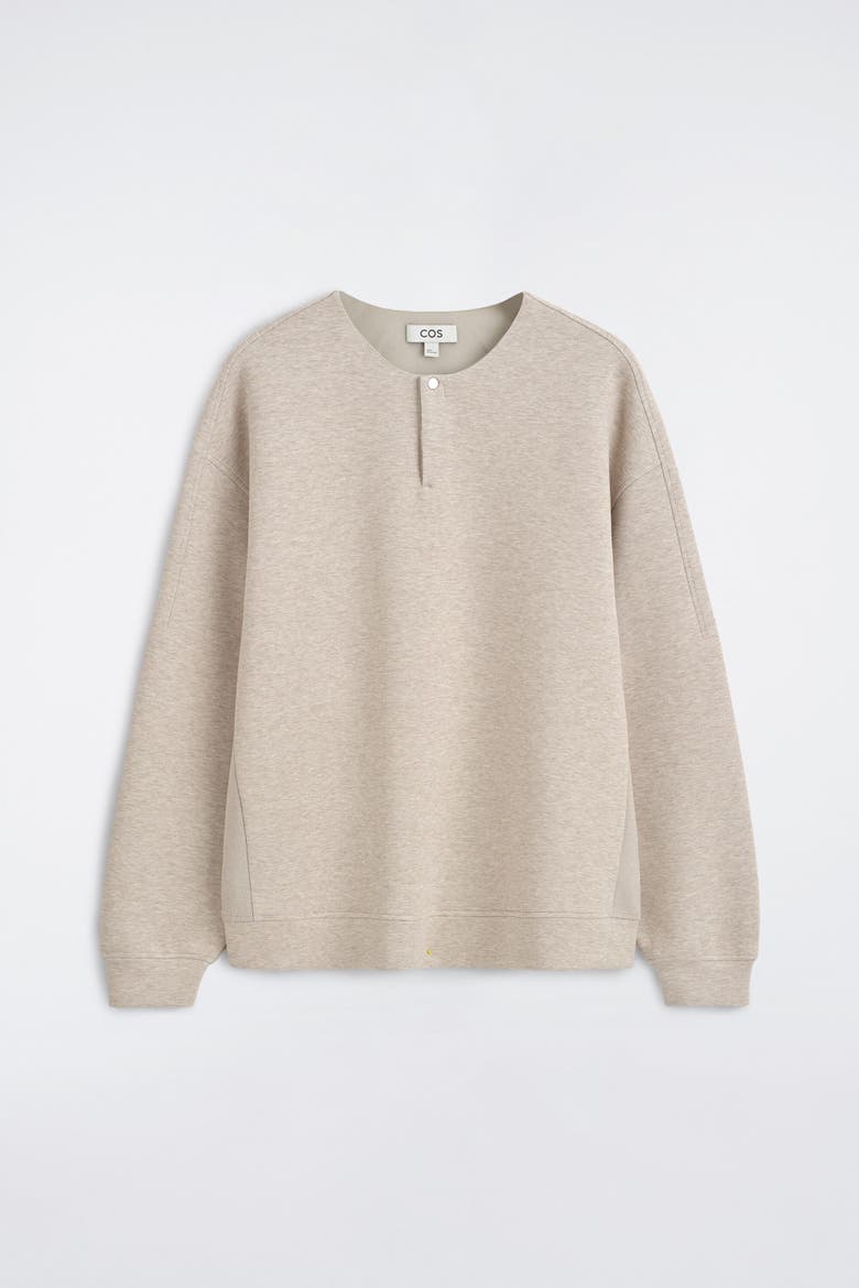 Relaxed Henley Top, Alternate, color, BEIGE MÉLANGE