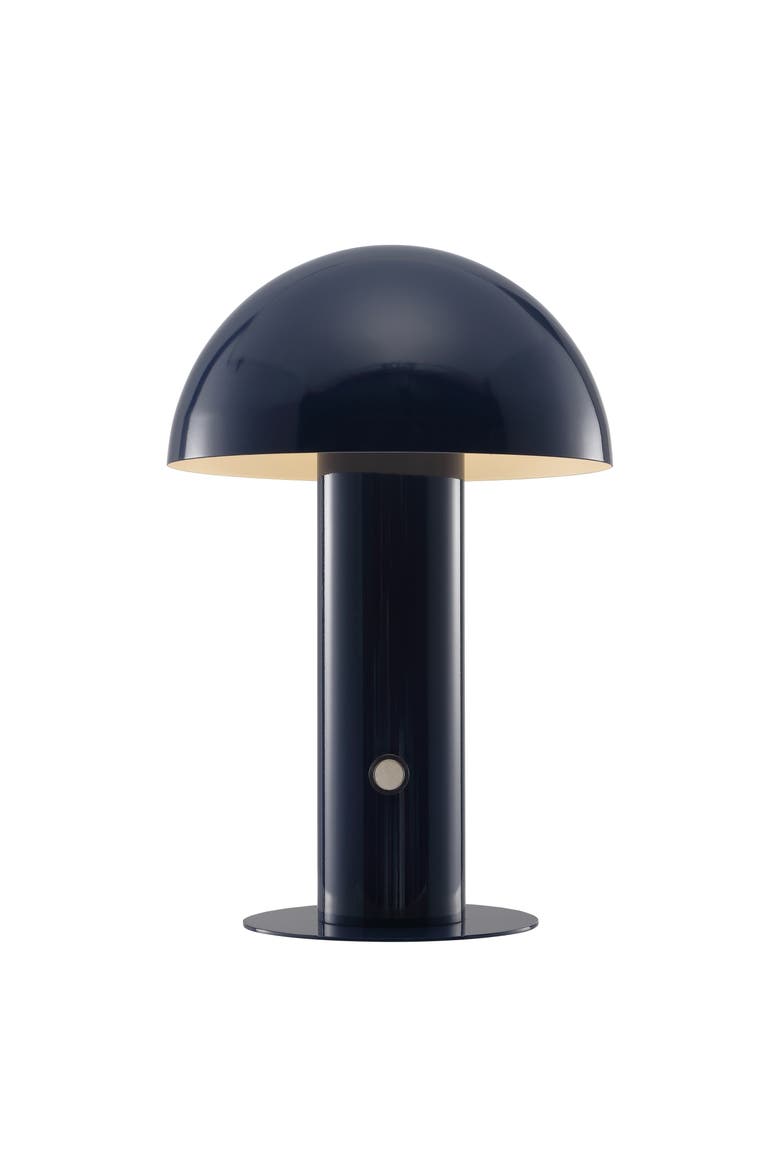 Boletus Contemporary Bohemian Rechargeable/Cordless Iron Integrated Portable LED Mushroom Table Lamp, Main, color, Navy