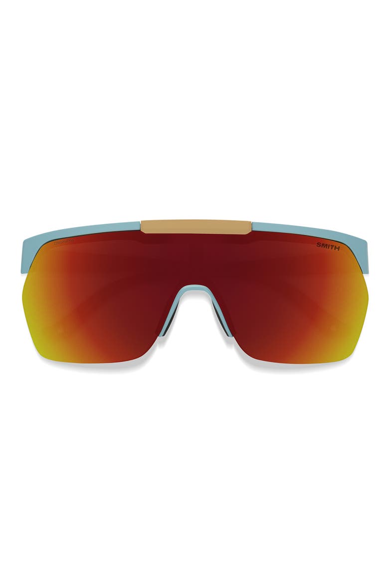 XC 138mm ChromaPop™ Polarized Oversize Shield Sunglasses, Main, color, MATTE STORM BIRCH / RED