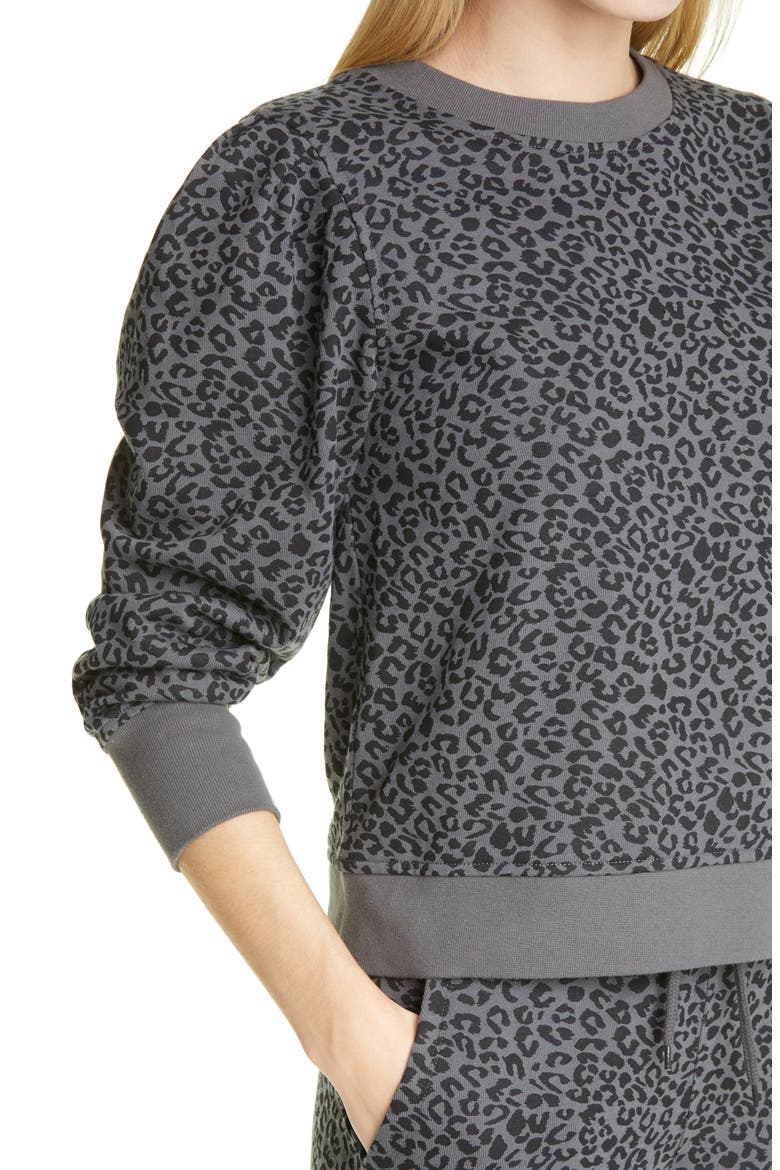 Marcie Cheetah Print Cotton Blend Sweatshirt, Alternate, color, CHARCOAL MINI CHEETAH