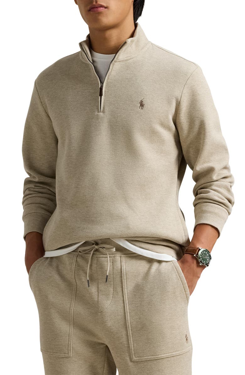 Polo Ralph Lauren Double Knit Piqué Half Zip Pullover, Main, color, 