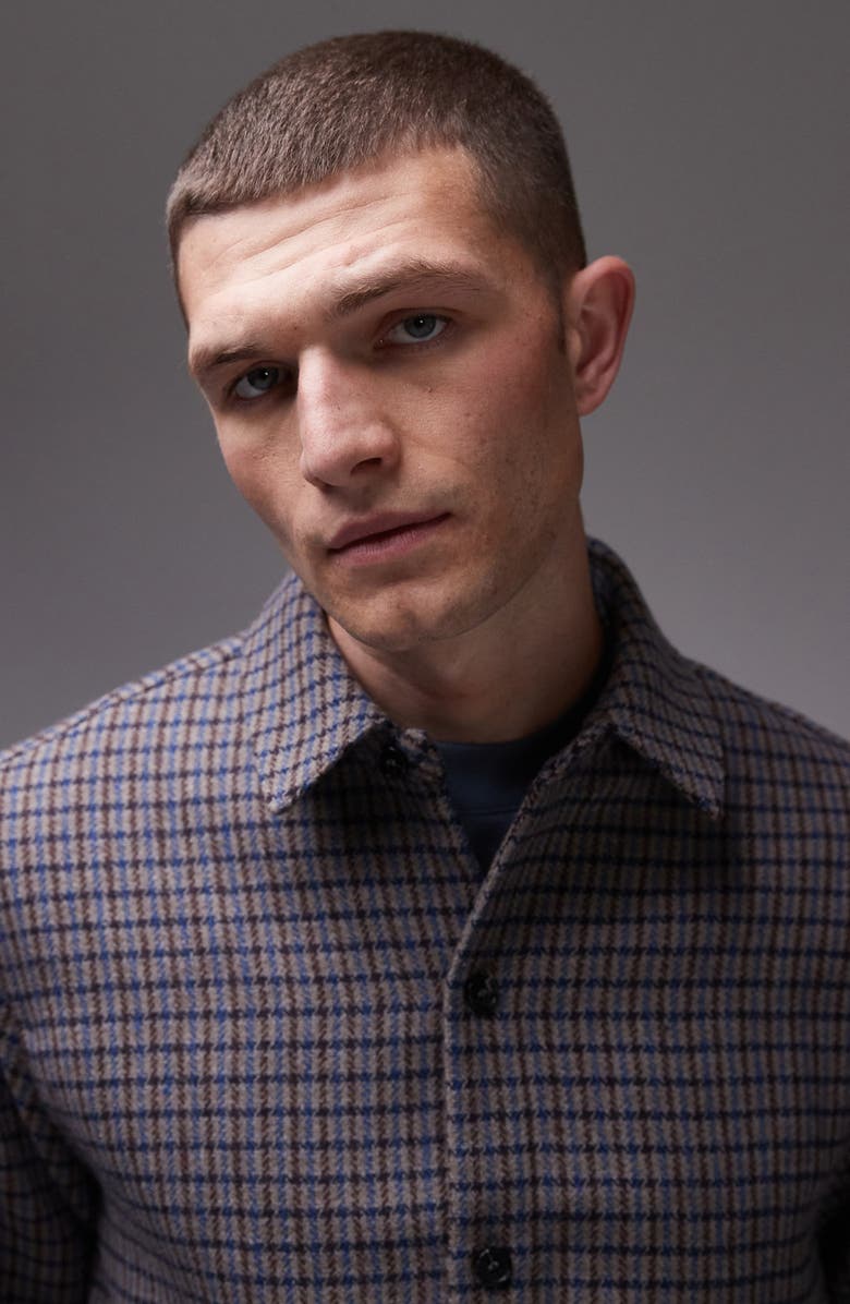 Topman Relaxed Fit Check Overshirt, Alternate, color,