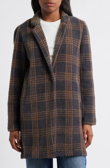 Plaid Coat with Bib Hoodie