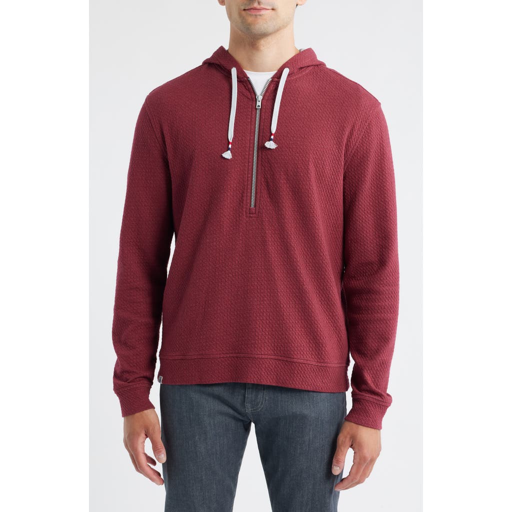 Johnnie-o Zoeller Textured Half Zip Hoodie In Red