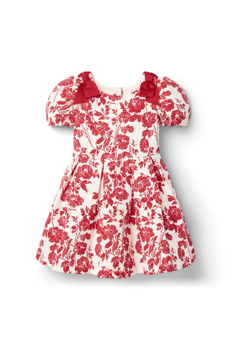 The Floral Quilted Bow Dress, Main, color, Red
