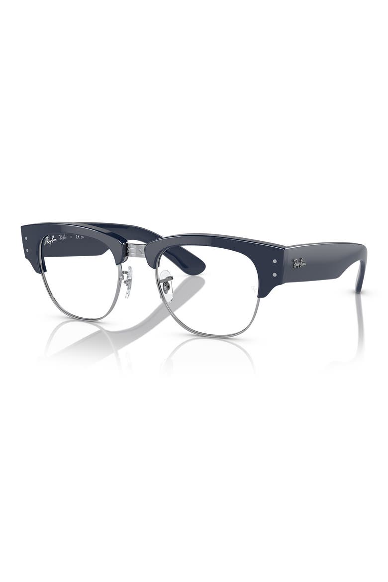 50mm Mega Clubmaster Square Optical Glasses, Alternate, color, SILVER