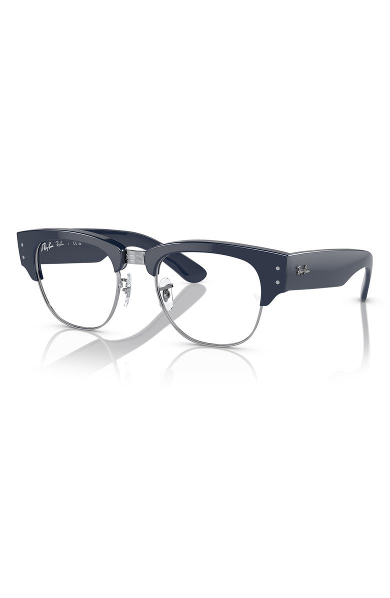 Ray-Ban 50mm Mega Clubmaster Square Optical Glasses, Alternate, color, Silver